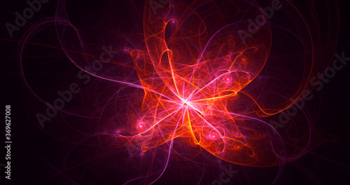 3D rendering abstract red fractal light background