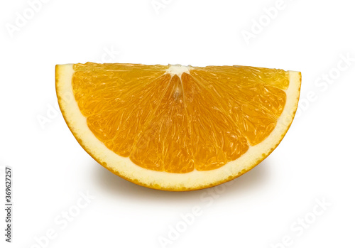 Orange slice isolated on white background with clipping path. Slice of half an orange.