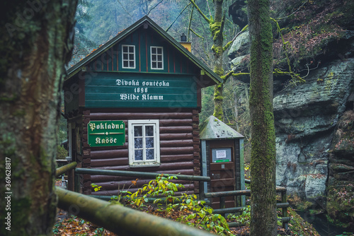 The Kamnitz Gorge in Saxon switzerland national park in Czech republic on the Kamenice River, Bohemian Switzerland. photo