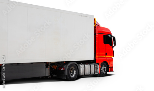 Big truck . on white isolated background, side view. Concept of export-import,transportation, national delivery of goods