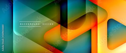 Fototapeta Naklejka Na Ścianę i Meble -  Triangle shapes geometric abstract background. 3D shadow effects and fluid gradients. Modern overlapping forms wallpaper for your text message