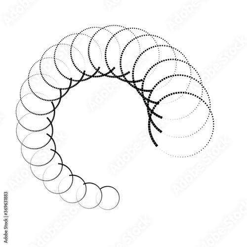 Halftone dots in tunnel form. round logo . vector dotted frame pipe . tube design element