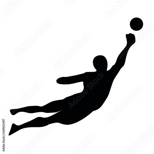 goalkeeper football soccer jump silhouette vector illustration isolated