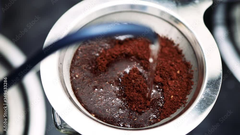 Drip coffee,Pour hot water over ground coffee, traditional coffee brewing.brewed coffee, Drip coffee,Pour hot water over ground coffee, traditional coffee brewing.brewed coffee,