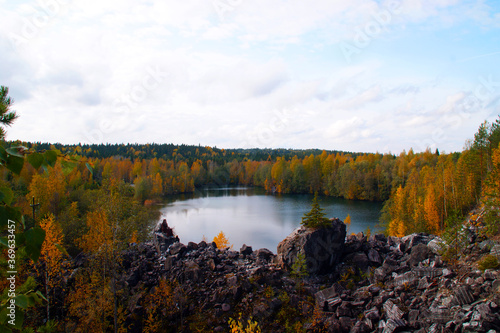 autumn in the forest lake