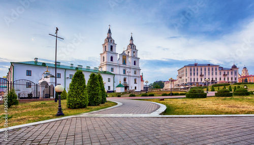 Minsk, Belarus - Orthodox Cathedral of the Holy Spirit viewed at sunset