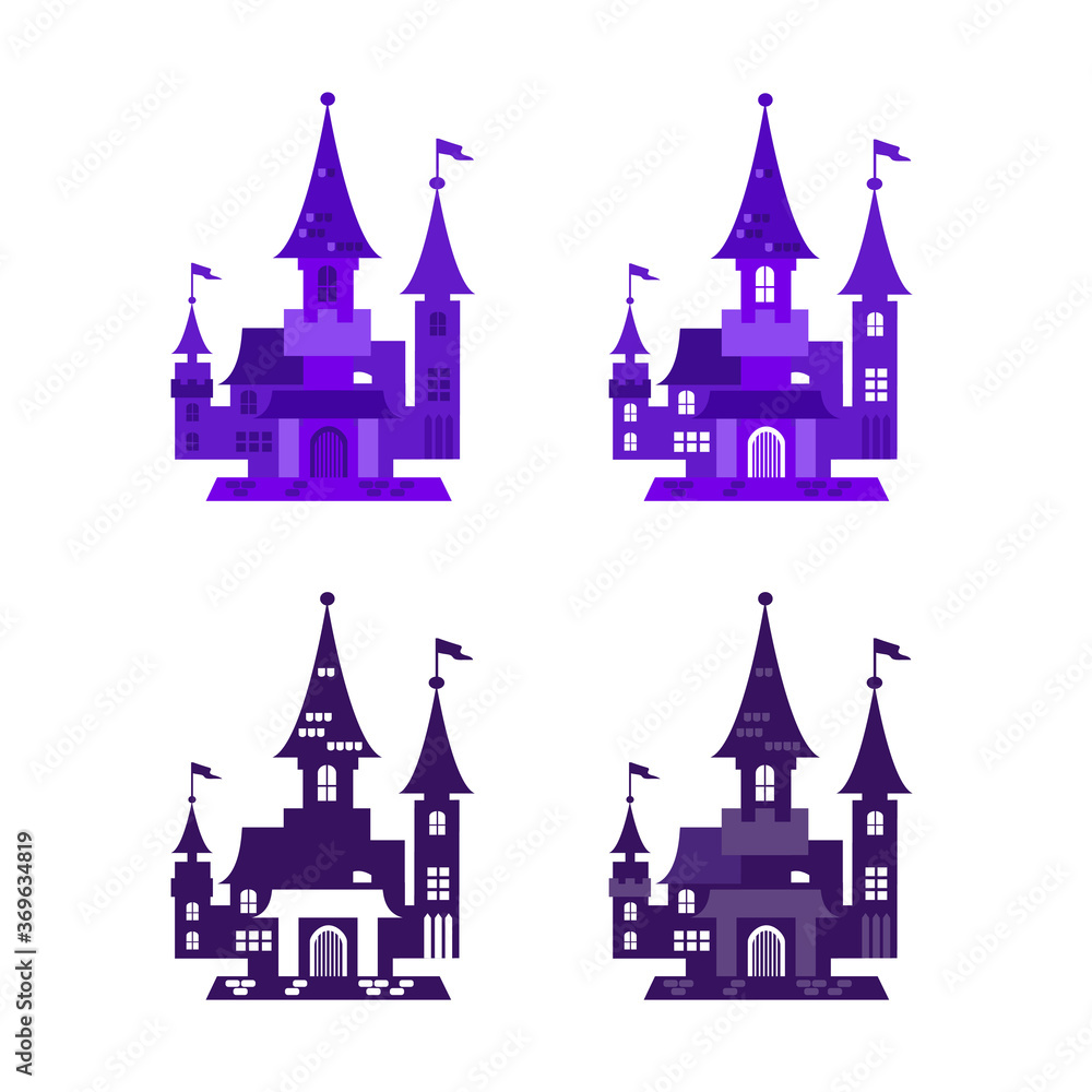 Vector illustration of icons for halloween. Isolated modern flat vector illustration of castle.
