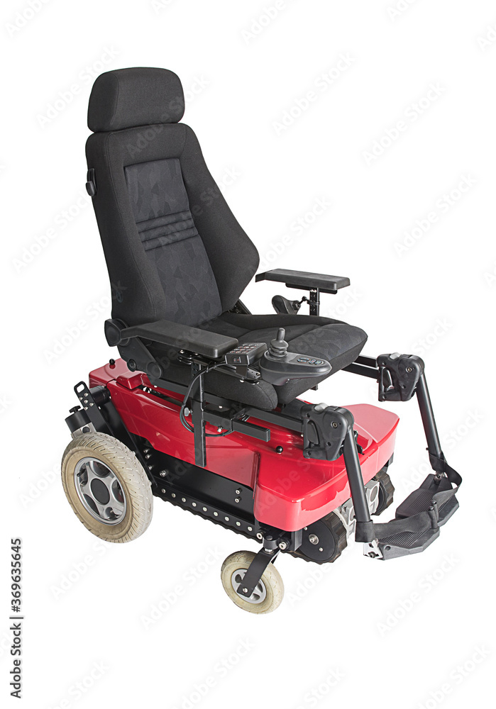 Fototapeta premium Electric wheelchair on a white background.