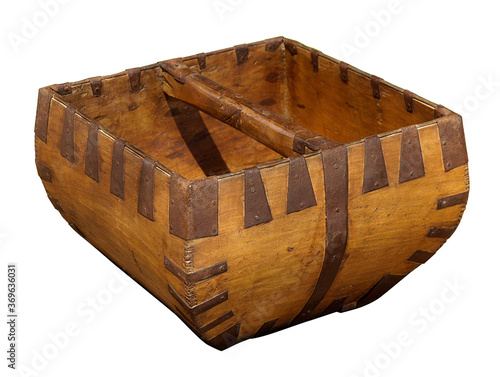 old wooden bucket with clipping path