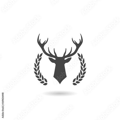 Hunting trophy. Deer head icon with shadow