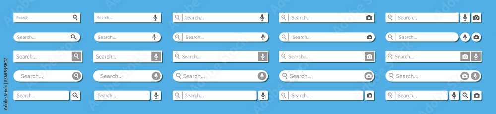 Various shape colorful search bar set Various shape colorful search bar set