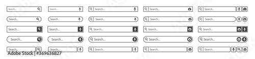 Various shape colorful search bar set photo