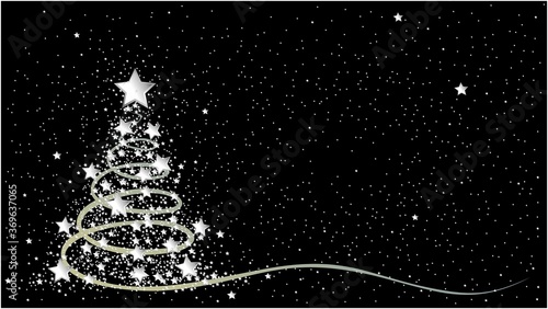 New Year tree card with stars.