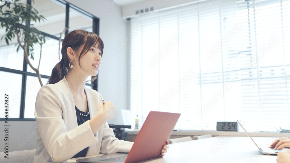 会話するビジネスウーマン 会話するビジネスウーマン