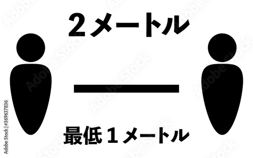 ソーシャルディスタンスのシンプルなアイコンイラスト