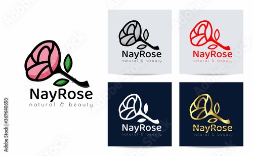 Rose Logos For Spas, Boutiques, Salons, And Botanical Logos. Design Inspiration With The Concept Of a Rose