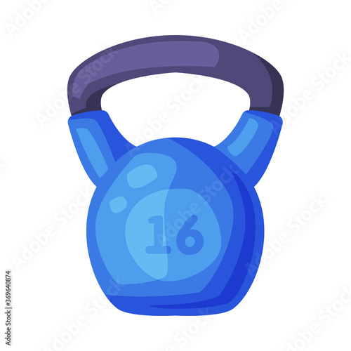 Kettlebell Fitness Sports Equipment Cartoon Style Vector Illustration on White Background