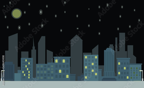 City Scape Vector Night Time