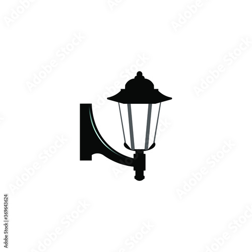 Wall lamp icon. Street light symbol. Flat image of latern.