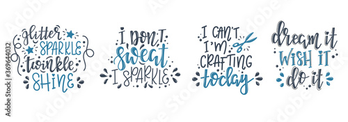 Craft motivational quote Hand drawn typography poster set. Conceptual handwritten phrase craft T shirt hand lettered card. Vector illustration