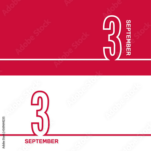 September 3. Set of vector template banners for calendar, event date.