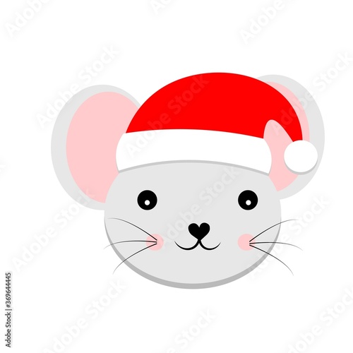 christmas animal in santa claus hat vector illustration