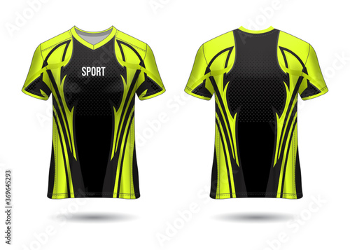 T-Shirt Sport Design. Soccer jersey mockup for football club. uniform front and back view. Template Design