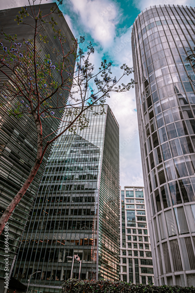 modern office buildings, glass buildings