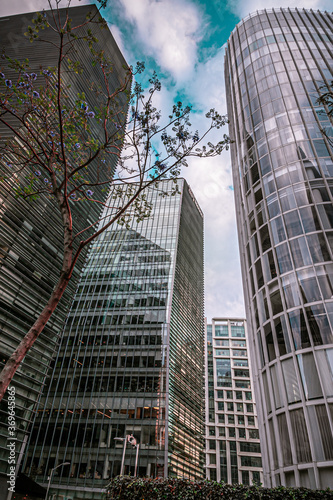 modern office buildings  glass buildings