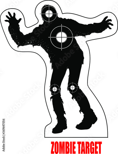 Black and White Walking Dead Zombie Target with Crosshairs