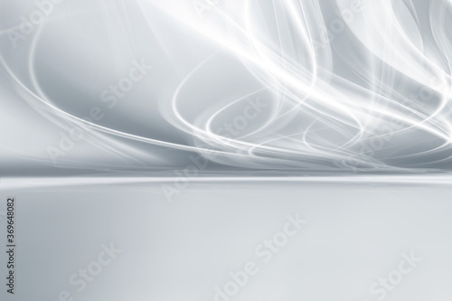 Fototapeta Naklejka Na Ścianę i Meble -  Grey and white perspective waves background. Futuristic abstract design.