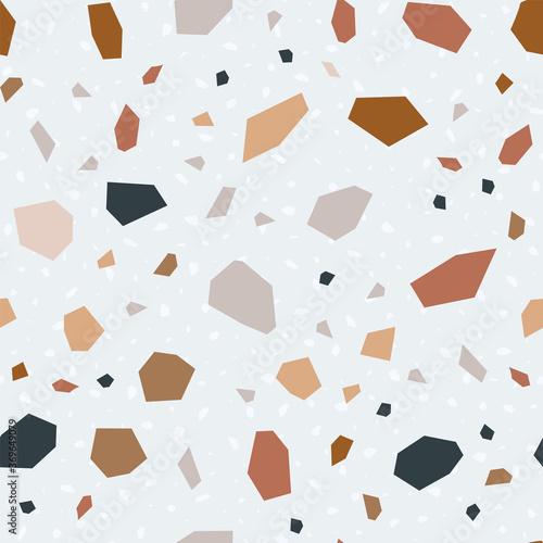 Blue and White Terrazzo Tile Vector Seamless 