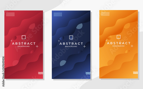 Set of social media stories post template with modern background design and memphis style