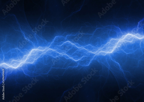 Blue abstract fractal lightning, plasma background photo