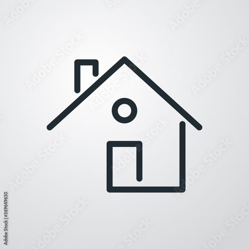 Concepto Real Estate. Logotipo lineal casa como espiral en fondo gris