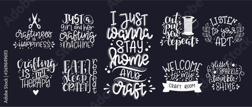 Craft motivational quote Hand drawn typography poster set. Conceptual handwritten phrase craft T shirt hand lettered card. Vector illustration