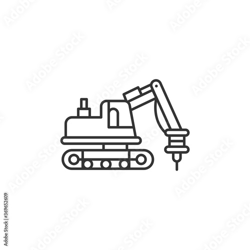 Hydraulic Hammer Excavator Modern Simple Outline Vector Icon