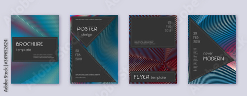 Black brochure design template set. Red abstract l