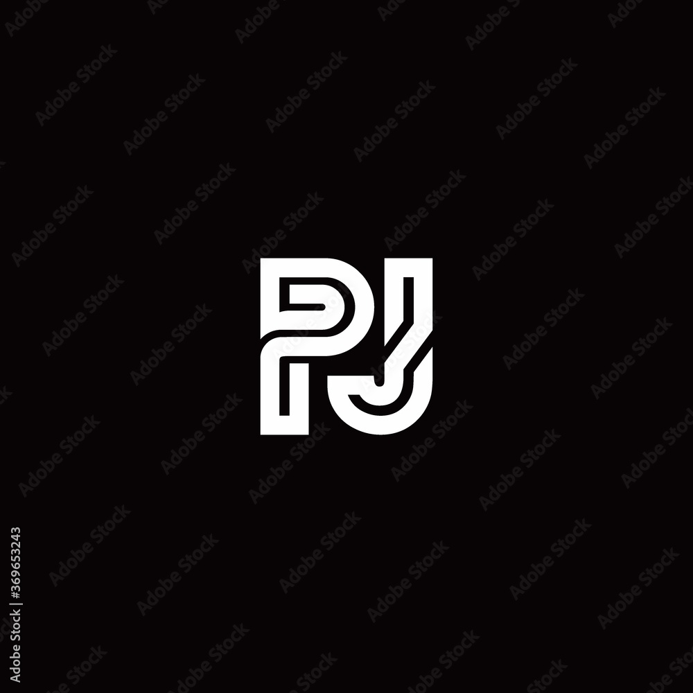 PJ monogram logo with abstract line PJ monogram logo with abstract line