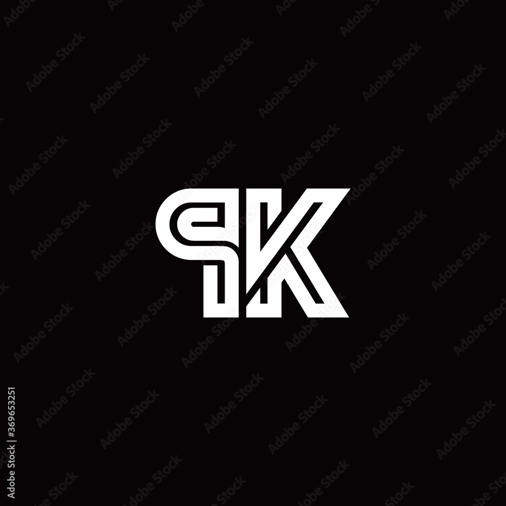 PK monogram logo with abstract line PK monogram logo with abstract line