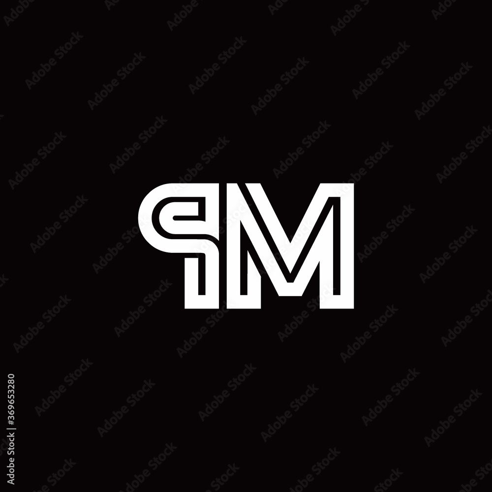 PM monogram logo with abstract line PM monogram logo with abstract line