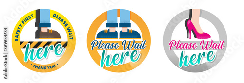 WAIT HERE PLEASE - Set of 3 ICONS - SIGNS - VECTOR - JPEG - PNG - NO BACKGROUND