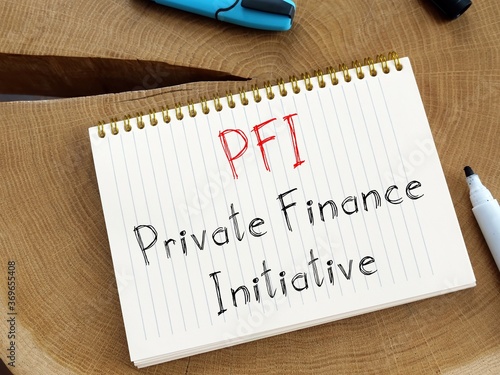 Business concept meaning Private Finance Initiative PFI with inscription on the sheet.