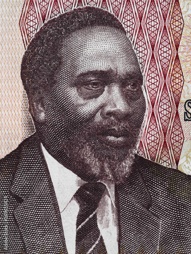 Cuadro en lienzo Jomo Kenyatta portrait on Kenya 50 shillings banknote close up macro, Kenyan mon