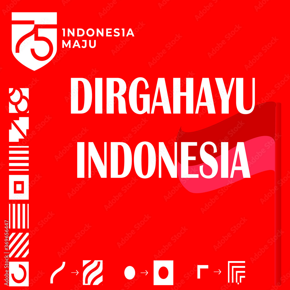 the red background of the 75th Indonesian Independence Day template with a logo