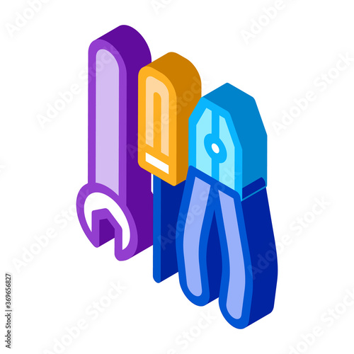 repair tool icon vector. isometric repair tool sign. color isolated symbol illustration