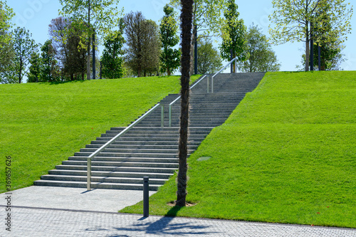 Fototapeta Naklejka Na Ścianę i Meble -  Cool stairs in green park in Krasnodar