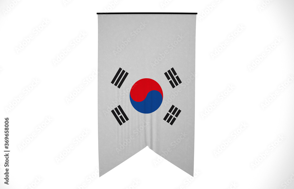 South Korea Flag, Wavy Fabric Flag, South Korea, 3D Render South Korea Flag, Wavy Fabric Flag, South Korea, 3D Render