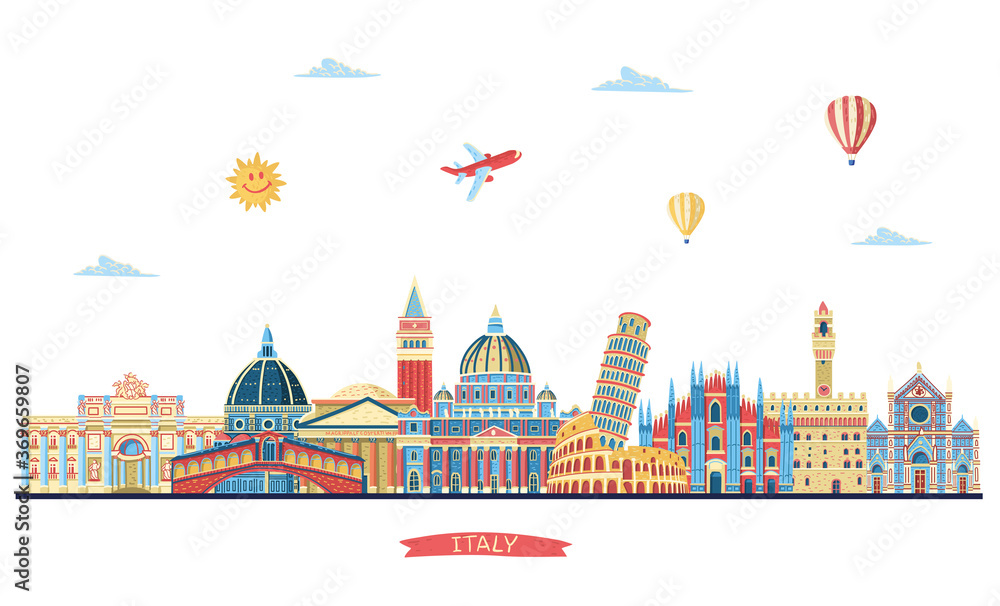 Fototapeta premium Italy detailed skylines. Vector illustration