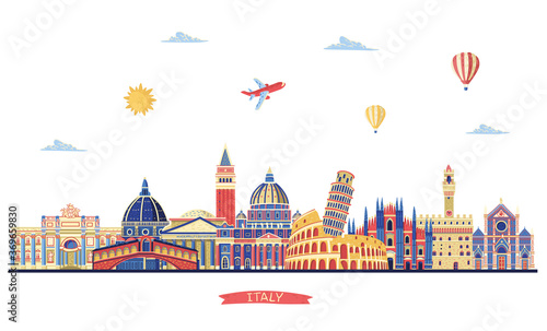 Italy detailed skylines. Vector illustration 